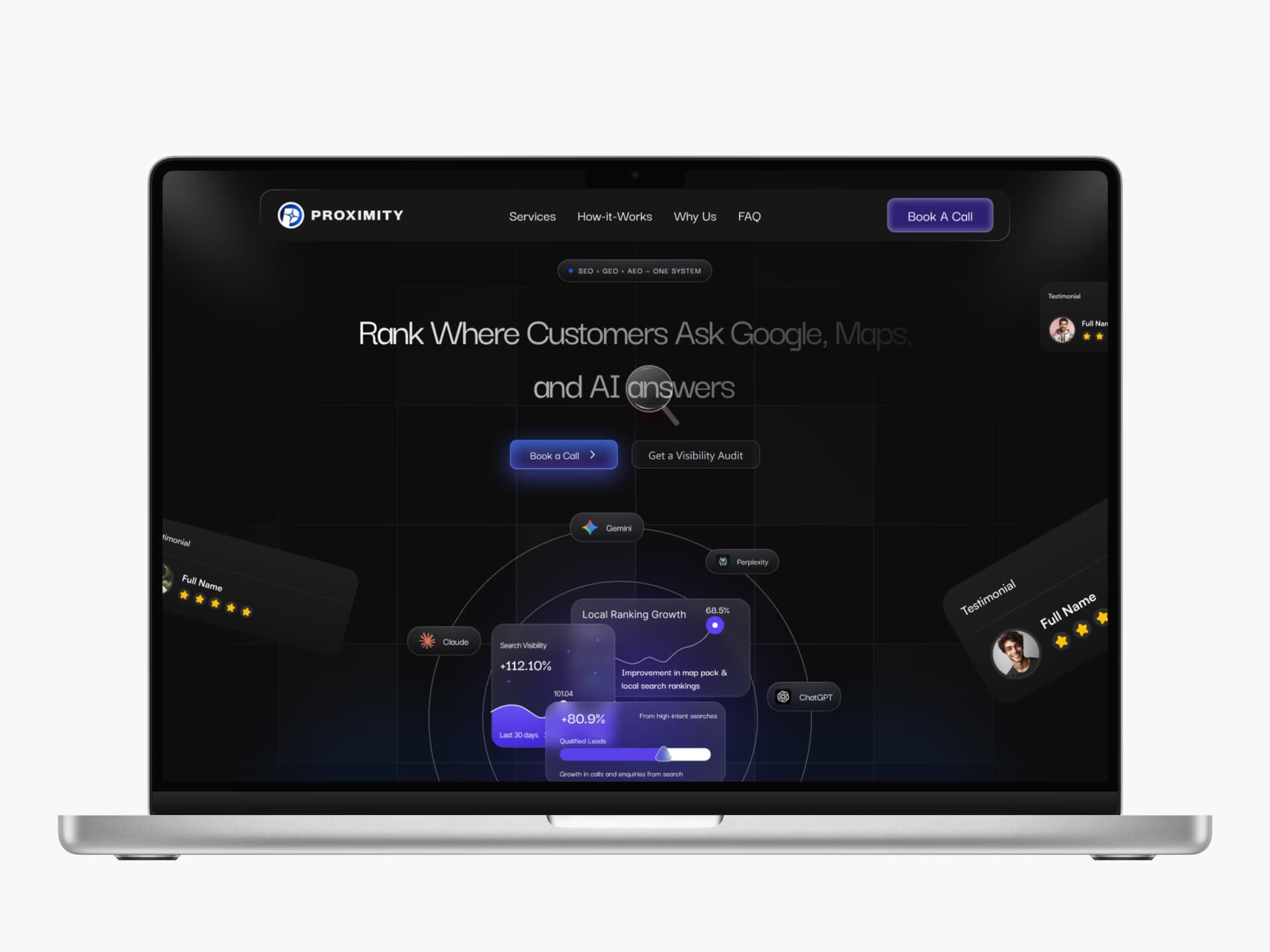 Laptop web interface mockup